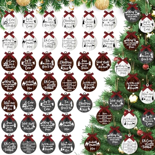 Soaoo 36 Pcs Christmas Nativity Ornaments, Winter Wood Tree Decor, Fresh - style: Fresh