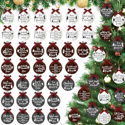 Soaoo 36 Pcs Christmas Nativity Ornaments, Winter Wood Tree Decor, Fresh - style: Fresh