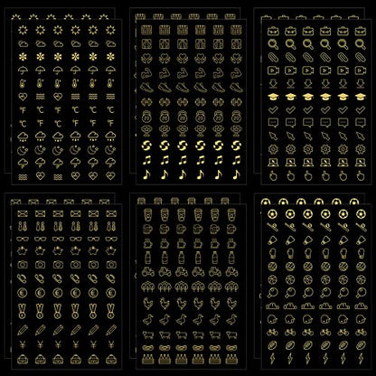 Sinmoe 36 Sheets Clear Gold Foil Planner Stickers Calendar Icons