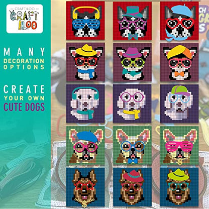 Dogs Cross Stitch Kits for Kids - 5 Stamped Beginner Needlepoint Sets - color: Dogs