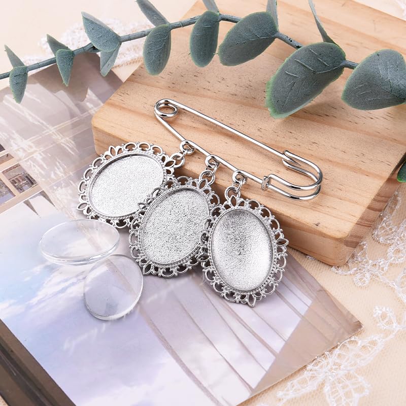 Wedding Double Picture Frame Brooch for Bride Grooms Boutonniece Pin for Wedding Bouquet - color: B