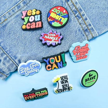 Cute Pins Bulk, Funny Lapel Badge Pins Rubber Brooch Pins for Backpacks, Hats, Bags - style: Positive-30PCS