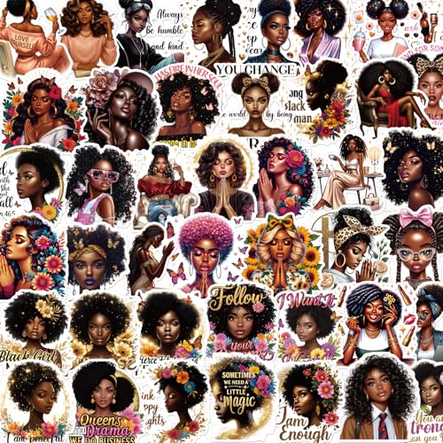 Black Girl Stickers for Women - 100 Pcs Black Women Water Bottle Stickers for Vision Board, Affirmation Waterproof Scrapbook Decals, Motivational Vinyl Sticker for Laptop Journaling - style: Black Girl Affirmation