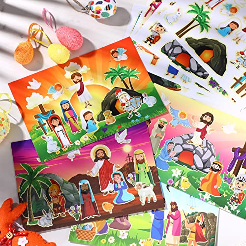 Outus 32 Set Make an Easter He Lives Scenes Craft Kit Religious Resurrection DIY Stickers He is Risen Scene Sunday Craft for Party Game Classroom Activities Christian Art DIY Project Supplies