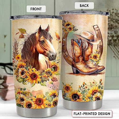 Horse Tumbler 20oz Horses Gifts for Women Girl Stainless Steel Insulated Tumblers Coffee Travel Mug Cup Equestrian Gift for Birthday Christmas - color: Horse 1