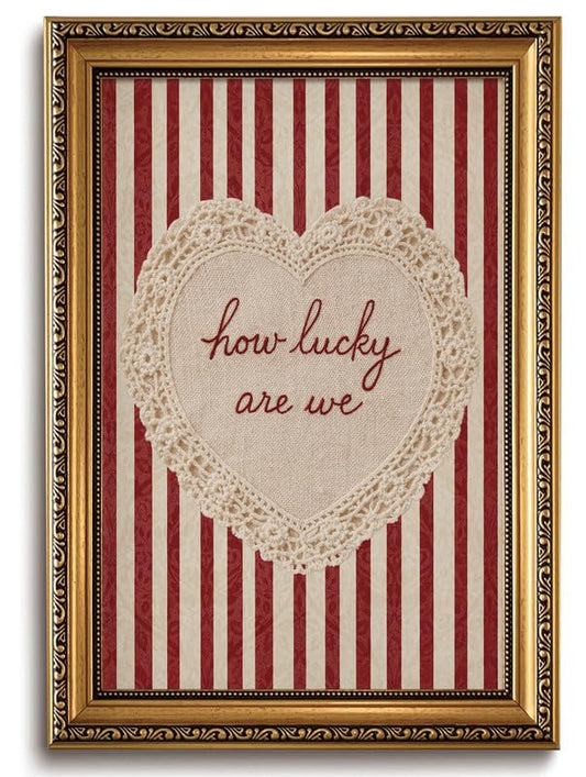 How Lucky Are We Gold Framed Wall Art 16x24in - color: Gold Framed-10, size: 24"L x 16"W