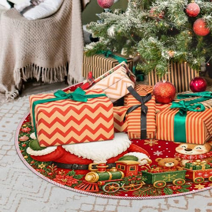 Red Deer Santa Christmas Tree Skirt, Classic Xmas Tree Skirt 523XW-TS - color: Santa-4