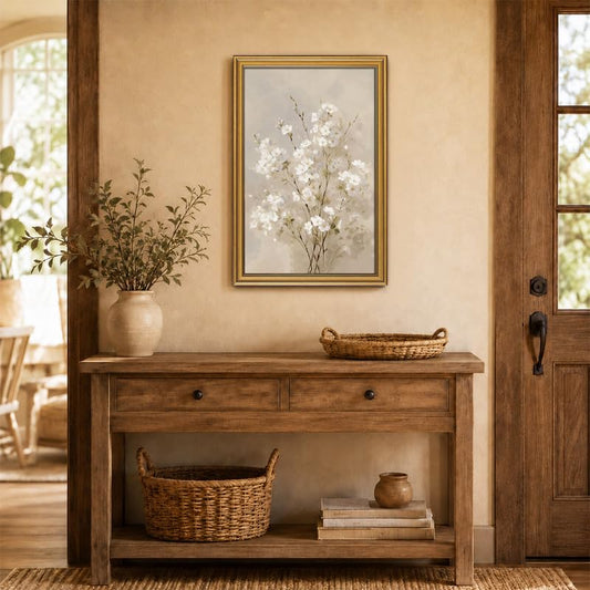 Vintage Gold Framed Wall Art cottage core Decor white floral Canvas - color: Gold Framed-04, size: 16x24in