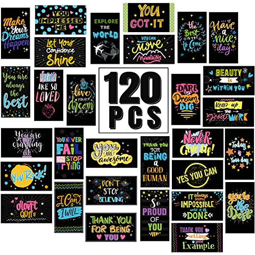 Outus 120 Pcs Motivational Encouragement Inspirational Card Boho Rainbow - style: Dark Style