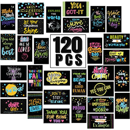 Outus 120 Pcs Motivational Encouragement Inspirational Card Boho Rainbow - style: Dark Style