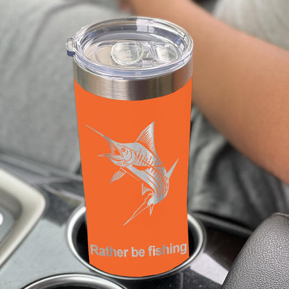 LaserGram Personalized 22oz Skinny Tumbler, Christian Cross (Orange) - color: Orange