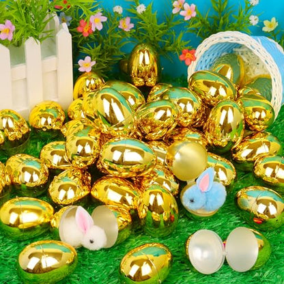 24 Pack Gold Easter Eggs Empty 2.4 Inch Metallic Plastic Fillable Easter Eggs, Shiny Golden Surprise Eggs for Easter Egg Hunt, Candy Treats Toys, Basket Stuffers, Classroom Prize Supplies - style: 24 PCS 2.4 Inch Golden Eggs