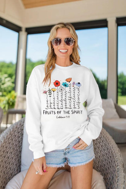 KIDDAD Christian Sweatshirts for Women Jesus Sweatshirt Bible Verse Sweatshirt Fruits of the Spirit Long Sleeve Pullover - color: White, size: X-Large
