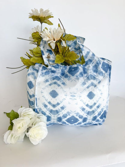 Pure Sage Reusable Grocery Bag - Stylish Shopping Bags for Groceries - Foldable Tote Bag - color: Indigo 3 Medium