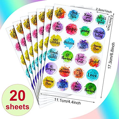 480 Pcs Christian Stickers for Kids Jesus Bible Verse Stickers Religious Inspirational Decals Faith Scripture Tags for Adult Journaling Water Bottle Scrapbook Envelope Baptism Party(Stylish Styles) - style: Stylish Styles