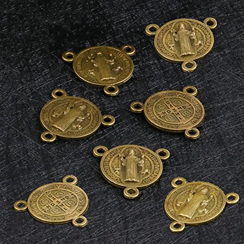 COTTVOTT St Benedict,Our Lady of Guadalupe Medal for DIY Jewelry Making,Virgin Mary Christ Jesus Rosary Center Connection Part - color: 30pcs-St. Benedict Medal-Bronze Color