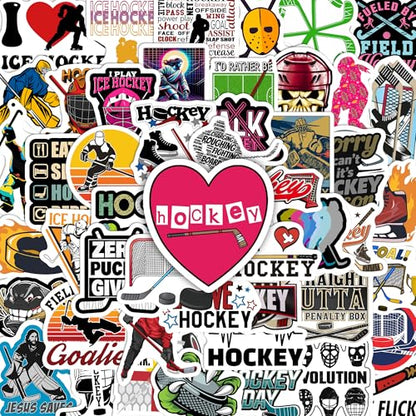 BEATRI Ice Hockey Stickers 50Pcs Waterproof Vinyl Hockey Decor - color: Hockey Stickers