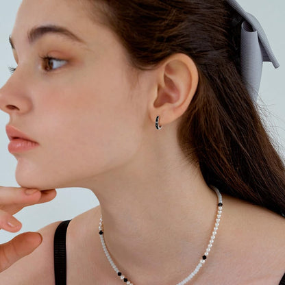 14K Gold Huggie Earrings for Women Silver Huggie Hoop Earrings Cubic Zirconia Huggie Earrings Stud Earrings Lightweight Dainty Hypoallergenic Earrings Jewelry Gifts - color: Silver Black CZ Huggies