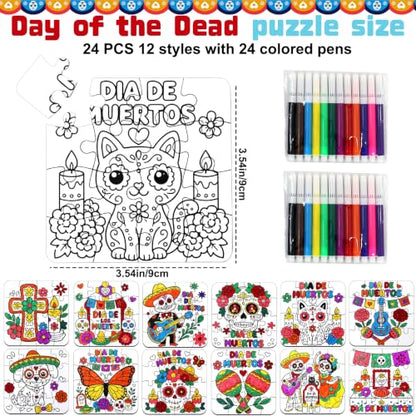 Day of the Dead Crafts for Kids Bulk-Dia De Los Muertos DIY Art Puzzle Kit - color: Day of the Dead Colors