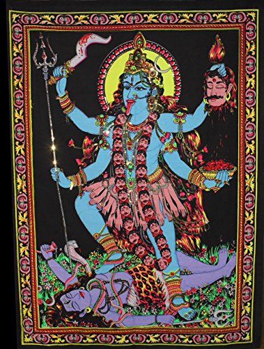 Lungta Imports Huge Cotton Fabric Goddess Kali 43" X 30" Tapestry