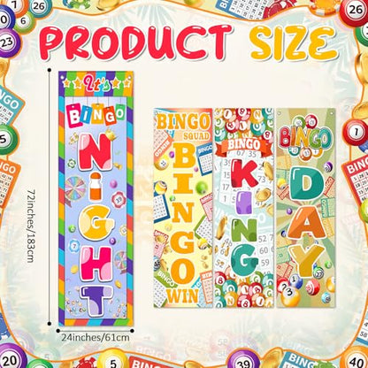 4 Pcs Bingo Night Banner 2 x 6 ft Bingo Birthday Party Decorations - style: Billiards