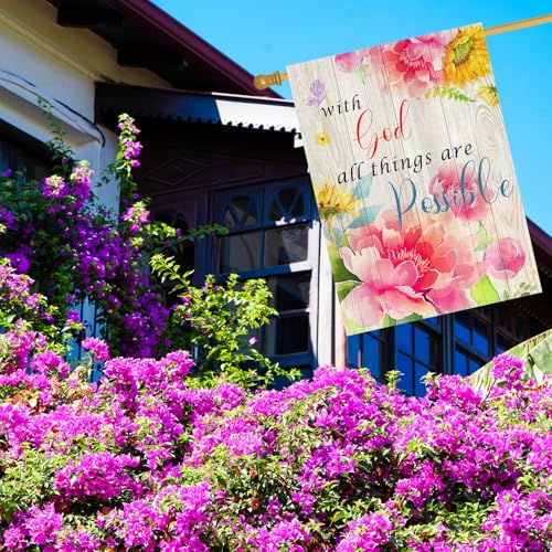 Christian House Flag 28 x 40 Double-Sided, With God All Things Are Possible - color: g18 28x40