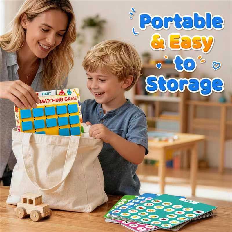 Matching Memory Game for Kids, Travel Toys Games Activities for 3 4 5 6 7 8 - color: Blue