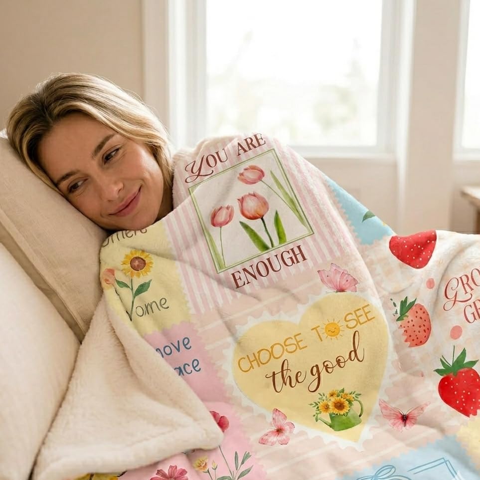 WRAPIX Inspirational Gifts for Women - Soft Fleece Throw Blanket 50x60 in - color: Pastel - Motivational Affirmations, size: 50x60 inches