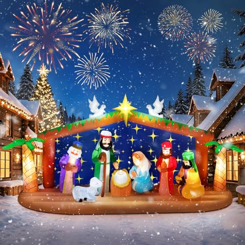 Kalolary 12FT Long Christmas Inflatable Nativity Scene