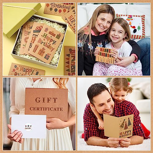 Harloon 200 Pack Happy Birthday Card Assorted Bulk with Blank Envelopes and Stickers 4 x 6 Inches Greeting Blank Happy Birthday Cards for Men Women Adults Kids, 20 Styles(Kraft Style) - style: Kraft Style