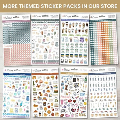 bloom daily planners Holiday Seasonal Planner Sticker Sheets - Vintage Seasonal Sticker Pack - Removable & Repositionable - Over 310 Stickers Per Pack!