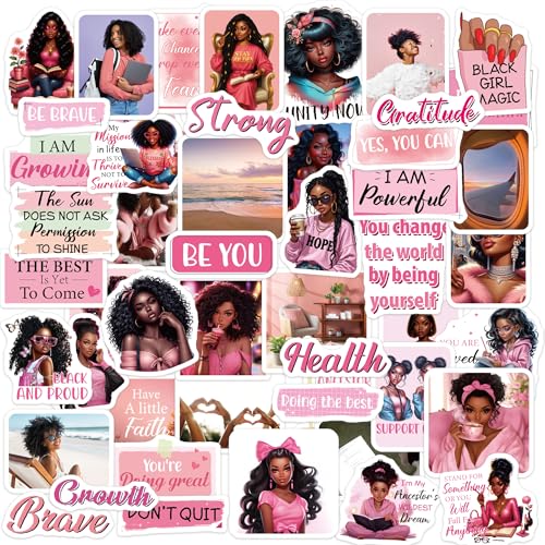 Pink Black Girl Vision Board Stickers, Affirmation Decals for Women - color: Black Girl Pink 01