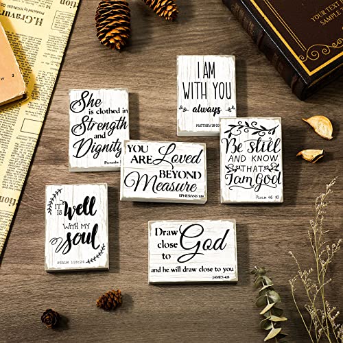 Maitys 6 Pcs Bible Verse Mini Wood Signs Religious Sign, Delicate Style - style: Delicate Style