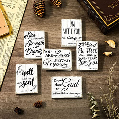Maitys 6 Pcs Bible Verse Mini Wood Signs Religious Sign, Delicate Style - style: Delicate Style