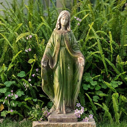 Virgin Mary Statue, 31.1'' H Outdoor Statue - color: Gray Green Virgin Mary(31.1 Inch)