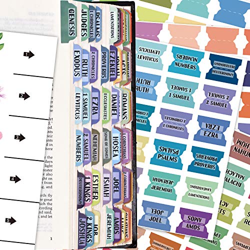 Bible Index Tabs New & Old Testament Tabs Matte Laminated Floral Design, Bible Journaling Supplies - 122 Pcs (Solid Color) - color: Solid Color
