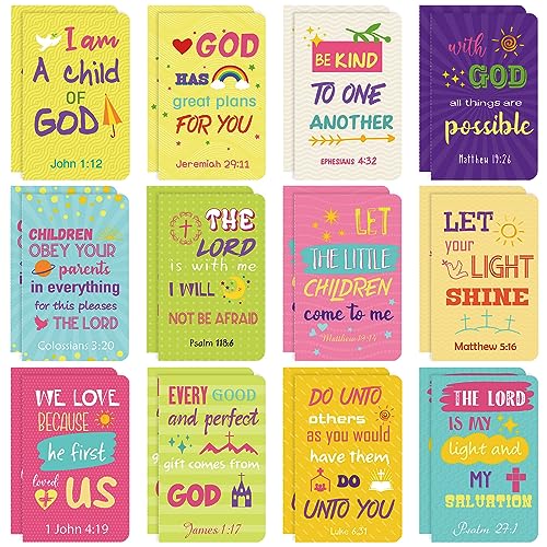 Faccito 24 Pcs Bible Verse Notepads Inspirational Mini Notebook Vbs Small Journal Bulk Religious Motivational Pocket Notepads for Sunday School Church Teacher Gifts (Colorful)