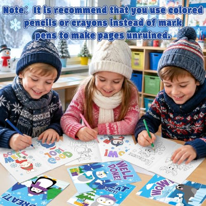 Dvbonike 24Pcs Winter Inspirational Coloring Books Polar Animals DIY Pages - color: D-positive (Winter)