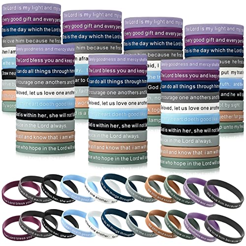Estune 120 Pcs Bible Verse Bracelets Christian Wristbands, Light Color - color: Light Color