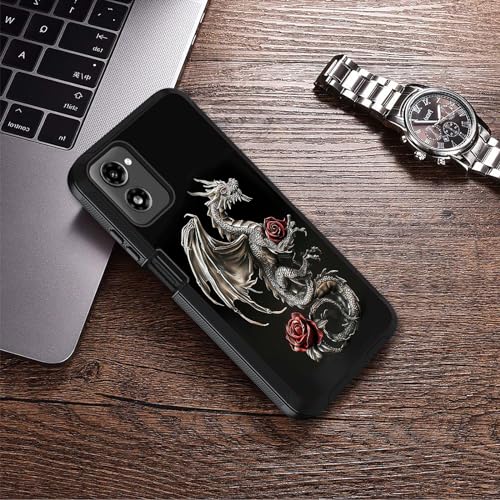 Designed for Moto G Power 5G 2024 Case, Military Grade Heavy Duty 3-Layer Shockproof Full-Body Protective Cover for Motorola Moto G Power 5G 2024, Dragon Rose - color: Dragon Rose