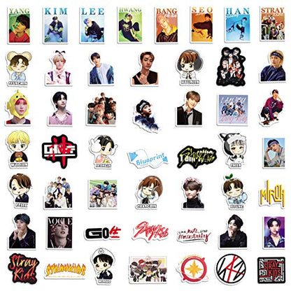 50pcs Stray Kids Stickers, Pop Singer Aesthetic Stickers for Water Bottle Laptop Phone Journal,Gifts for Kid Girl Women Luggage Helmet Skateboard Motorcycle Guitar - color: Stray