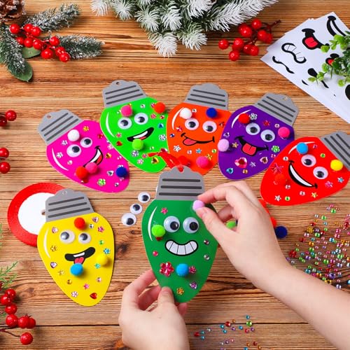 Funrous 48 Sets Christmas Crafts Bulk Colorful Lights Bulbs Paper Crafts - style: Colorful Lights