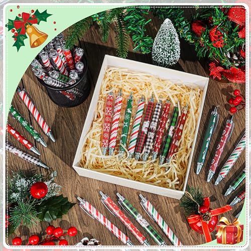 50 Pcs Christmas Ballpoint Pens Bulk - Christmas Pens Gifts Retractable - style: Christmas