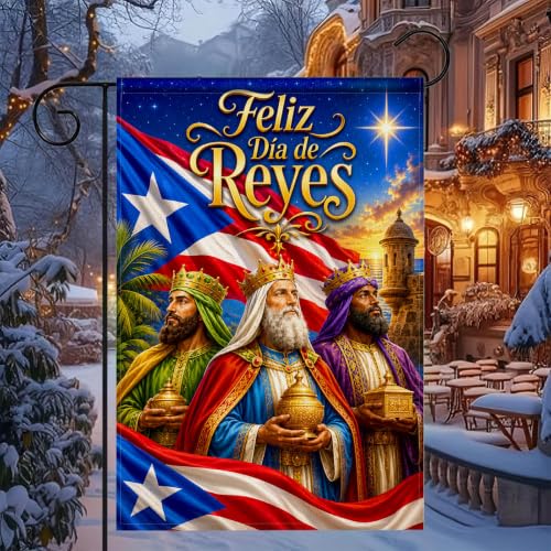 IVN Puerto Rico Three Wise Men Garden Flag 12x18 Inch Double Sided - color: Puerto Rico Wise Men