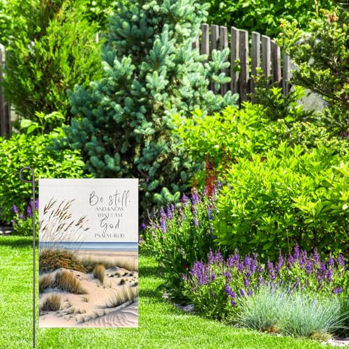 Christian Garden Flag 12x18 Inch Double Sided Be Still and Know Psalm 46:10 Scripture Bible Verse Religious Yard Flag Lawn Garden Porch Decor