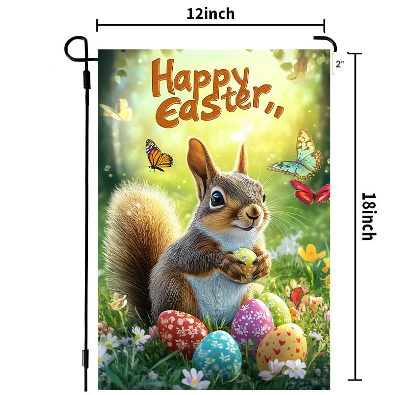 Happy Easter Squirrel Garden Flags 12x18 Double Sided Outside Yard Flags - color: Easter