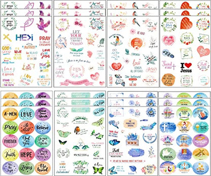 24 Sheets Inspirational Christian Stickers for Journaling, Bible Stickers - style: 24 Sheets Bible Stickers