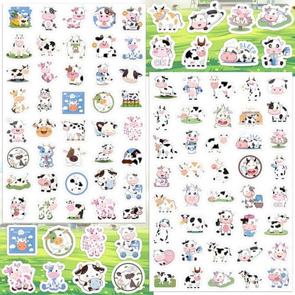 LINAYE 24 Sheets Cow Stickers for Kids, 960 PCS Waterproof Self Adhesive Cow Supplies Party Favors Crafts Stuff Rewards for Kids Boys Girls - style: Cow 24 Sheets