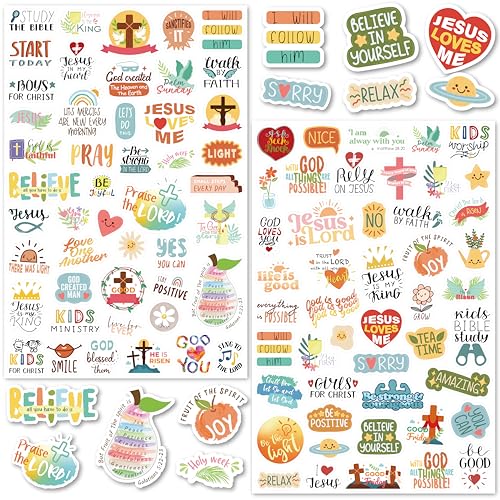 LINAYE 24 Sheets Christian Jesus Stickers for Kids Adults, Waterproof Adhesive Inspirational Jesus Faith Religious Bible Verse Stickers Bulk for Boys Girls Kids Version 2.0 - style: Christian 24 Sheets