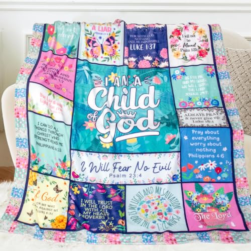 Christian Gifts for Women, Baptism Gifts for Girl Blanket 60"X50" - color: Green-christian